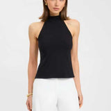 2025 New Design Feel Sleeveless Women Wear Beautiful Shoulder French Neck Vest Women's Top HZ1208