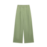 Women's Women's Cotton T-Shirted And Coated High-Waist Broad Leg Trousers Casual Set HZ1208