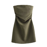 Spice Girls Collared Braided Shoulder Dress Women's New Sexy High-Waisted Body-Suited Ass Skirt HZ1208