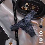 Solid Color After The Hollow Strap Lace Side Thong Spliced Ice Silk Cotton Crotch Low-Rise Lady T-Trousers T-Trousers HZ1208