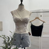 Set Up The Coat Series Velvet Lace Lace Sling With Chest Pad Wear Vest Top 9186 HZ1208