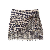 Summer New Cross-Skirt Trend Women's Street Bunch Beads Double Lint Print Skirt 9878124 HZ1208