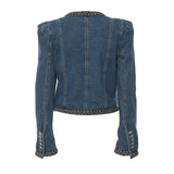 25 New Personality Knitted Delicate Personality Cushioned Shoulder Suit Denim Jacket Short Coat Female 1683 HZ1208