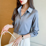 Spring And Autumn 2025 New Advanced Sensational Anti-Floored Wrinkled-Faced Shirt For Women's French Leisure Career Commuting Shirt HZ1208