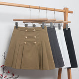 Guangzhou Women's Dress 2025 Spring Korean Version Of Double Buckle High Waist Thin A Short Skirt Suit 100-Folded Skirt HZ1208