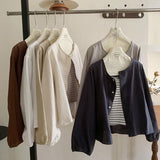 Spring And Autumn Korean Version 2025 New Small Short-Sleeved Shirt Women With Literary And Artistic Round Collar Top HZ1208