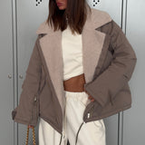 Hot Lamb Velvet Collar Jacket Loose Warm Work Clothes Baseball Uniform Autumn And Winter Sports A Hundred Cloth Women HZ1208