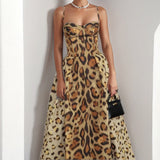 2025 Women's Sleeveless Sling Leopard Print Fashion Sexy Hot Girl Waist Dress Woman HZ1208