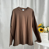 Spring 2025 New Hot Pure Color Long-Sleeved T-Shirt Women Loose Cotton Collar Base Top HZ1208