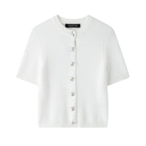 Autumn And Winter New Bow Buckle Buckle Short-Sleeved Knit Coat 9598201 HZ1208