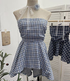 Spicy Wind Shoulder-To-Shoulder Tectorge Sling Waist-Le-Legged Skirt Wrapped-Sleeved Top 9231 HZ1208