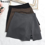 Irregular A-Word Fork High-Waist Skirt Short Skirt Women's Korean Dress Dress Dress 8872 HZ1208