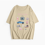 Hot Hand-Painted Printed T-Shirts For Women's Summer New Loose Round-Neck Cotton Short-Sleeved Tops Ins HZ1208