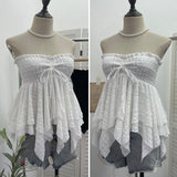 Real Shooting Holiday Wind Bra Strap With Bow Irregular Dress Loose Thin Short Sleeveless Top 9568 HZ1208