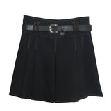 Spring And Summer Women's Retro Modern Hit Color Clear Line Pressure Skirt Anti-Light Short Skirt With Belt 8299 HZ1208